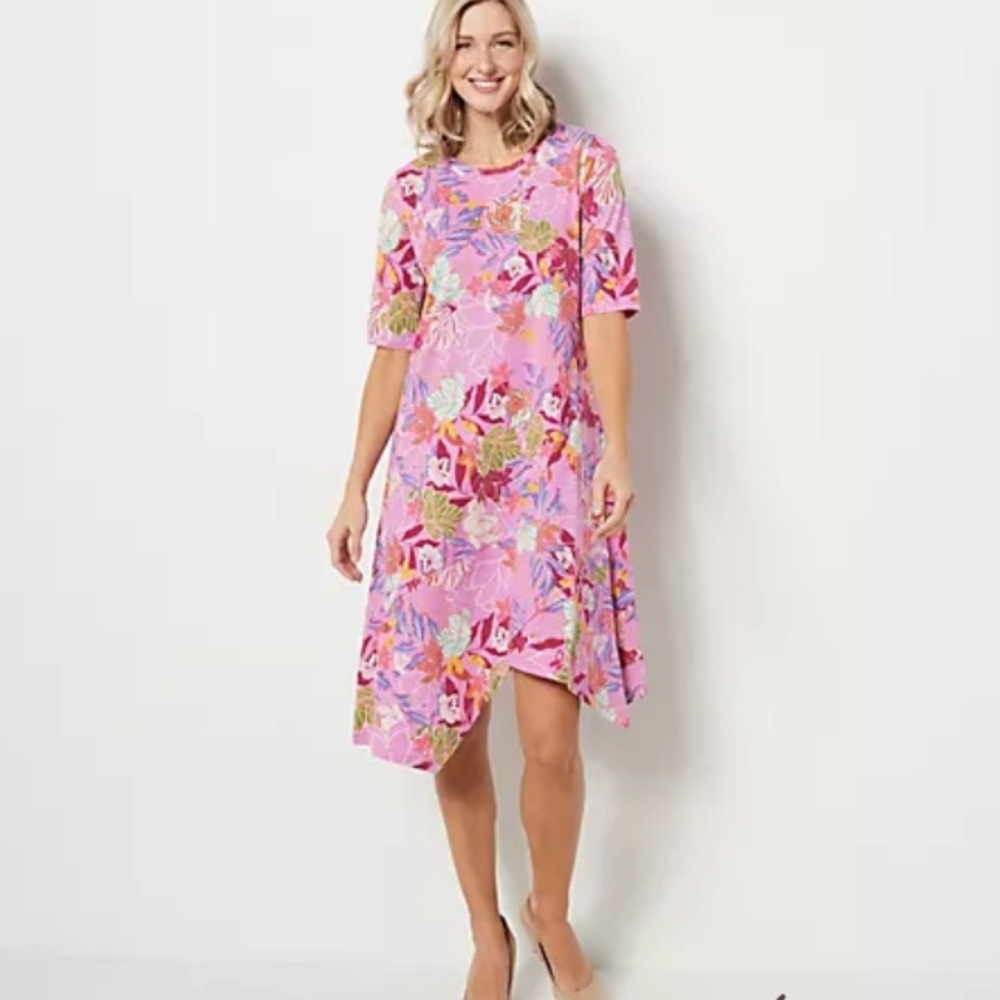 LOGO Lori Goldstein Floral Dress Sz 2X